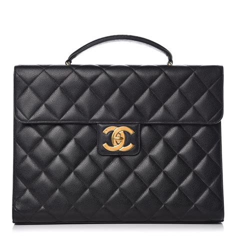 chanel caviar quilted briefcase laptop bag black|Flap Bags .